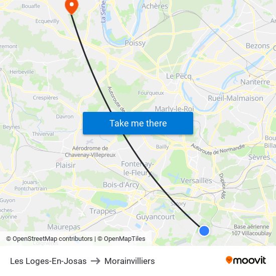 Les Loges-En-Josas to Morainvilliers map