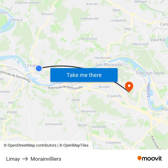 Limay to Morainvilliers map