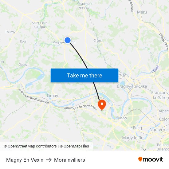 Magny-En-Vexin to Morainvilliers map