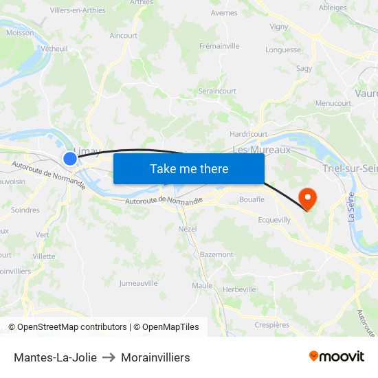 Mantes-La-Jolie to Morainvilliers map