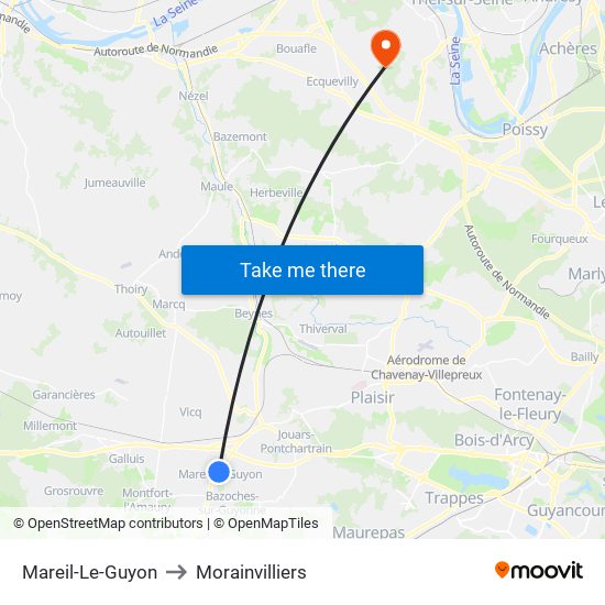 Mareil-Le-Guyon to Morainvilliers map