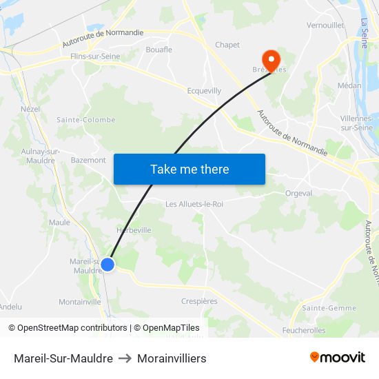 Mareil-Sur-Mauldre to Morainvilliers map