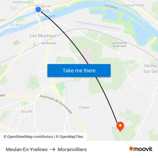 Meulan-En-Yvelines to Morainvilliers map