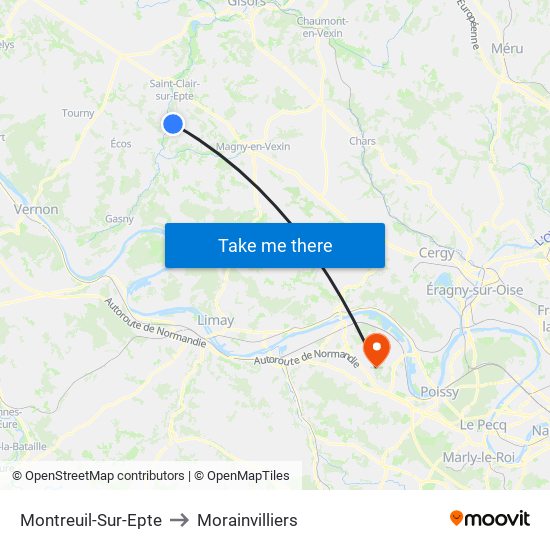 Montreuil-Sur-Epte to Morainvilliers map