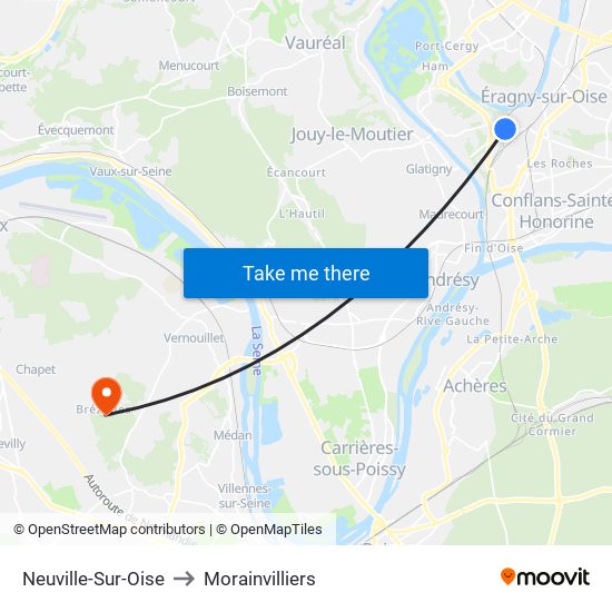 Neuville-Sur-Oise to Morainvilliers map