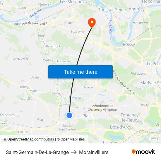 Saint-Germain-De-La-Grange to Morainvilliers map
