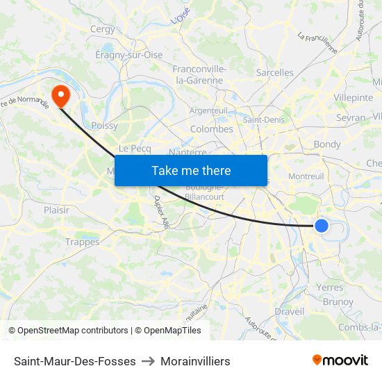 Saint-Maur-Des-Fosses to Morainvilliers map