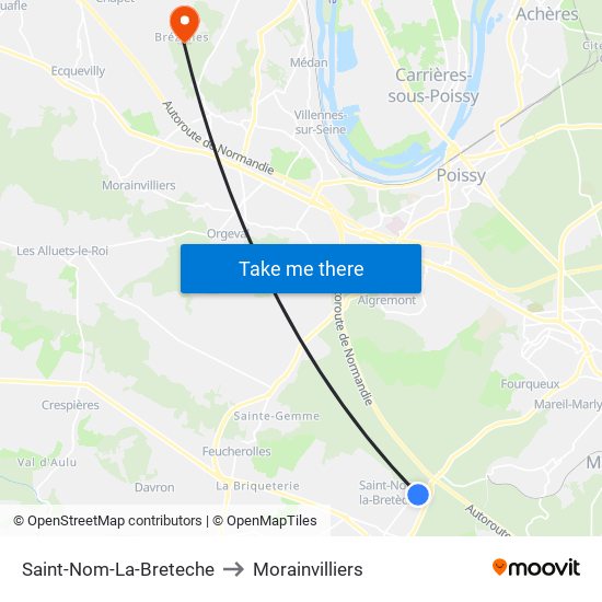 Saint-Nom-La-Breteche to Morainvilliers map
