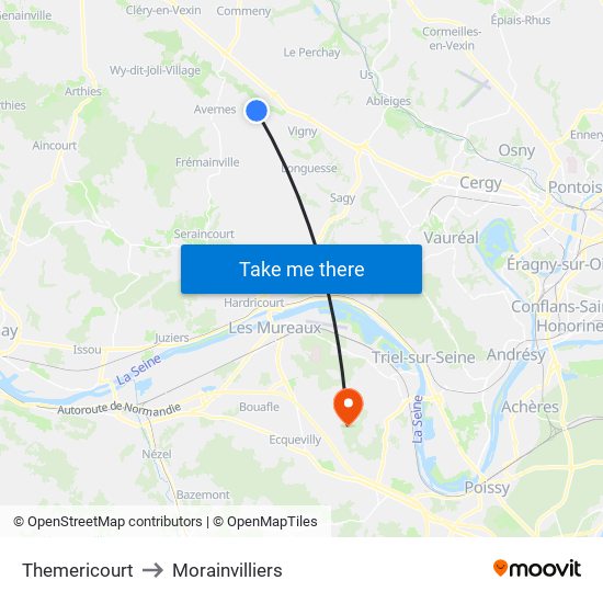 Themericourt to Morainvilliers map