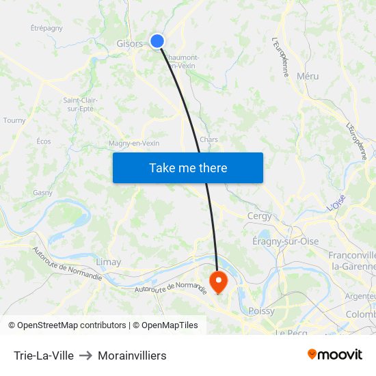 Trie-La-Ville to Morainvilliers map