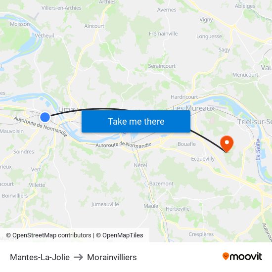 Mantes-La-Jolie to Morainvilliers map