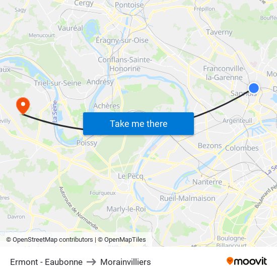 Ermont - Eaubonne to Morainvilliers map