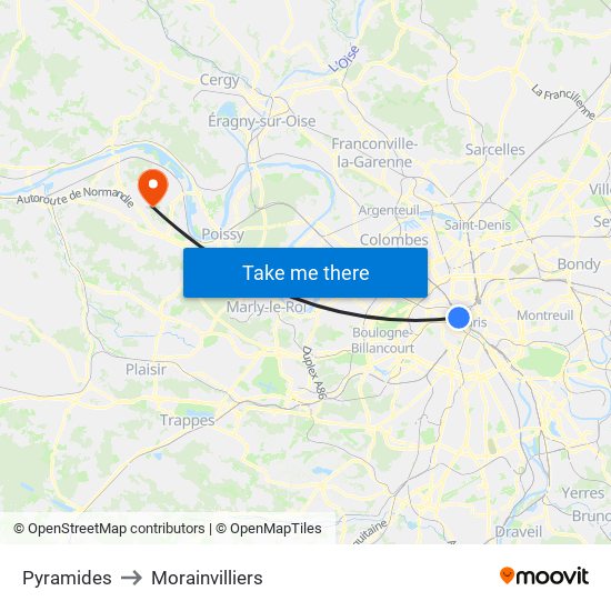 Pyramides to Morainvilliers map