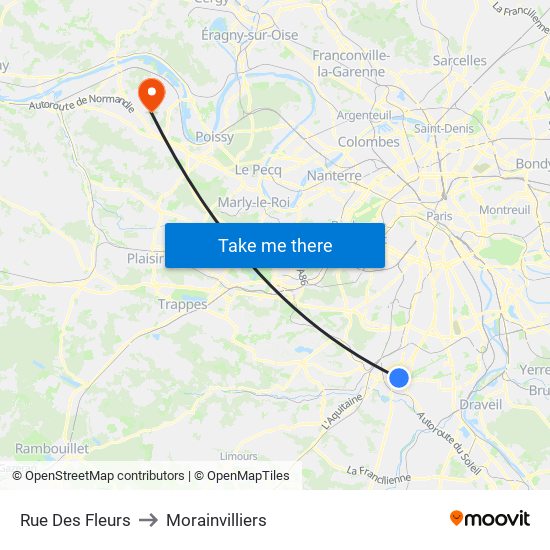 Rue Des Fleurs to Morainvilliers map