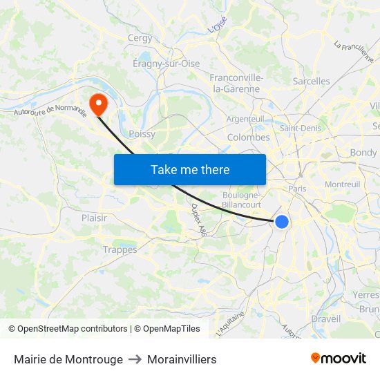 Mairie de Montrouge to Morainvilliers map