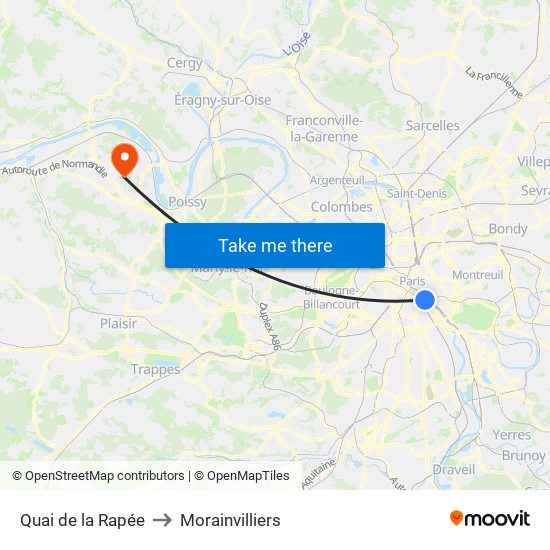 Quai de la Rapée to Morainvilliers map