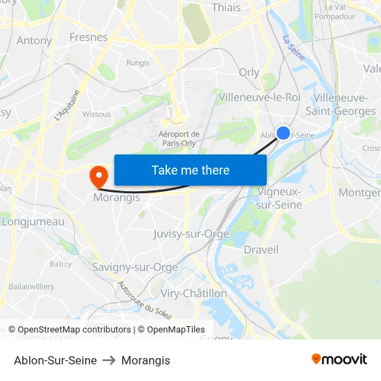 Ablon-Sur-Seine to Morangis map