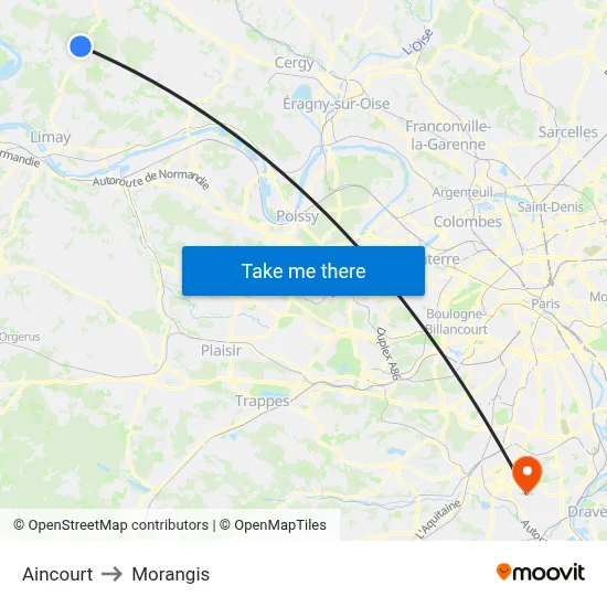 Aincourt to Morangis map