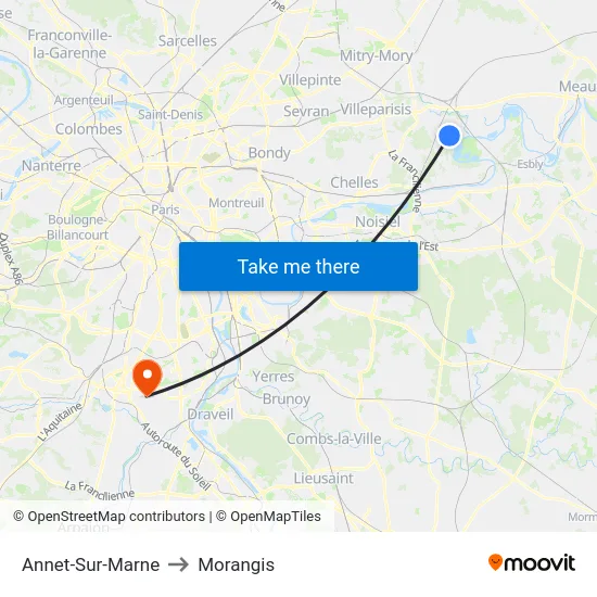 Annet-Sur-Marne to Morangis map
