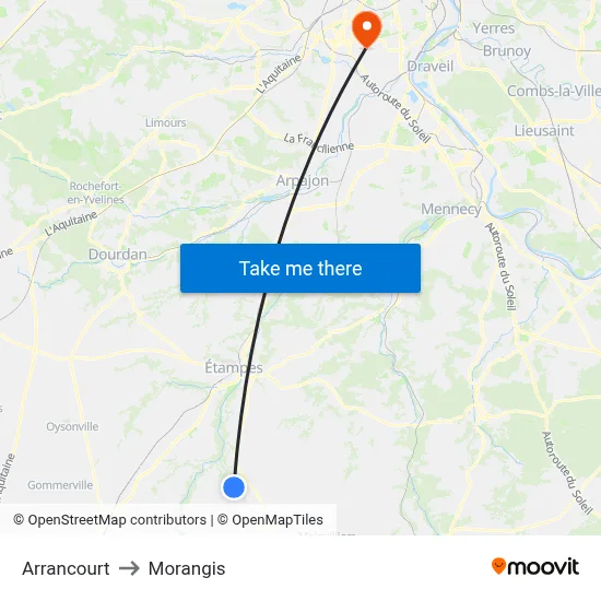 Arrancourt to Morangis map