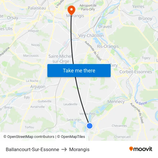 Ballancourt-Sur-Essonne to Morangis map