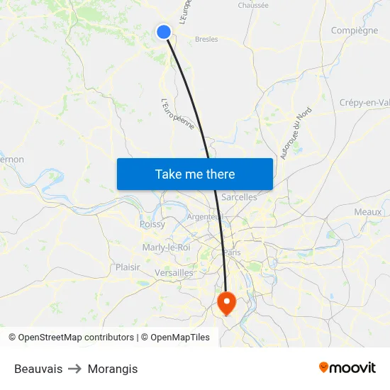 Beauvais to Morangis map
