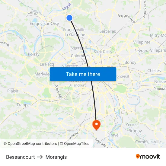 Bessancourt to Morangis map