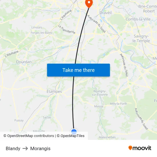 Blandy to Morangis map
