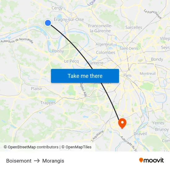 Boisemont to Morangis map