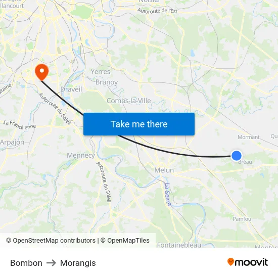 Bombon to Morangis map