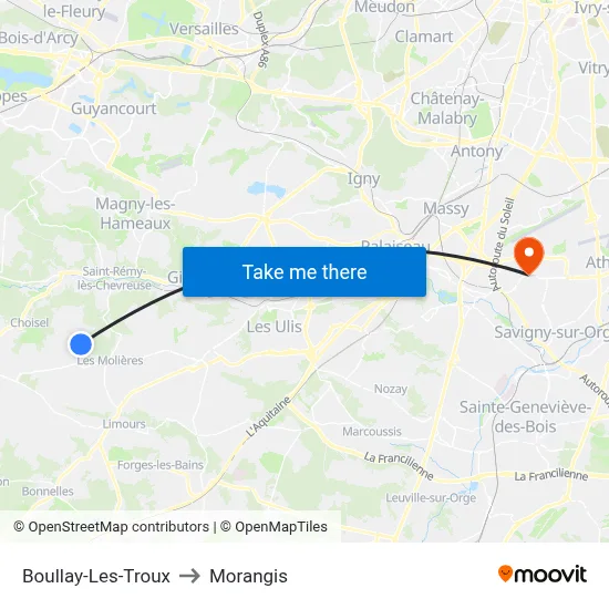 Boullay-Les-Troux to Morangis map