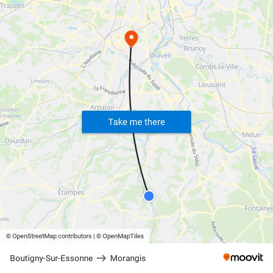 Boutigny-Sur-Essonne to Morangis map