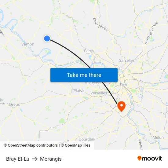 Bray-Et-Lu to Morangis map