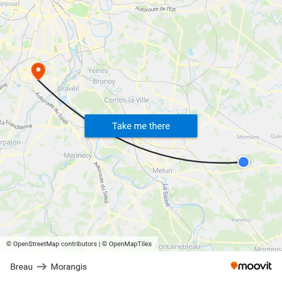 Breau to Morangis map