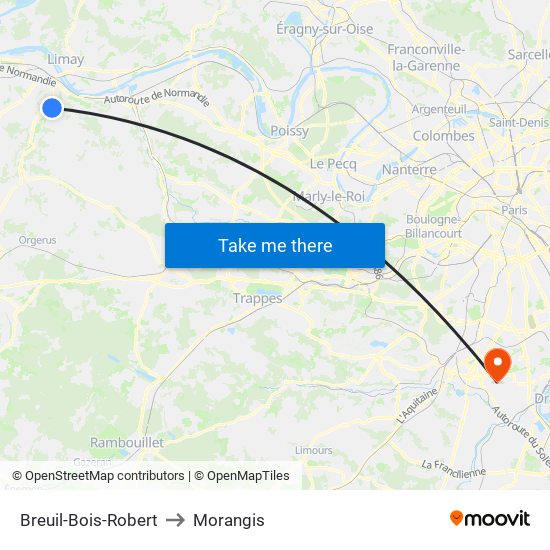 Breuil-Bois-Robert to Morangis map