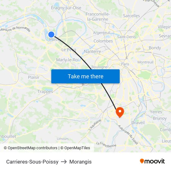 Carrieres-Sous-Poissy to Morangis map