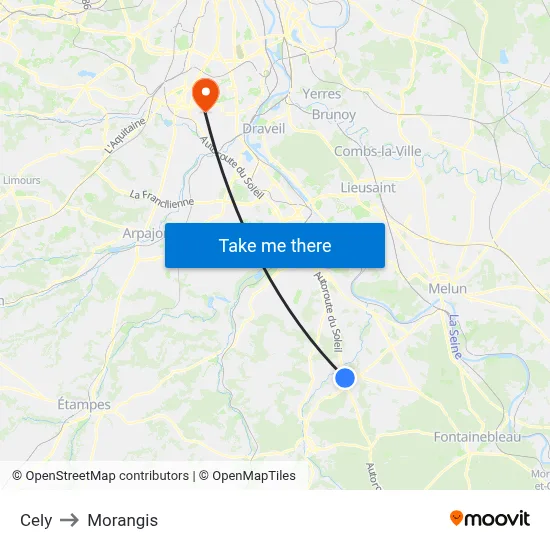 Cely to Morangis map
