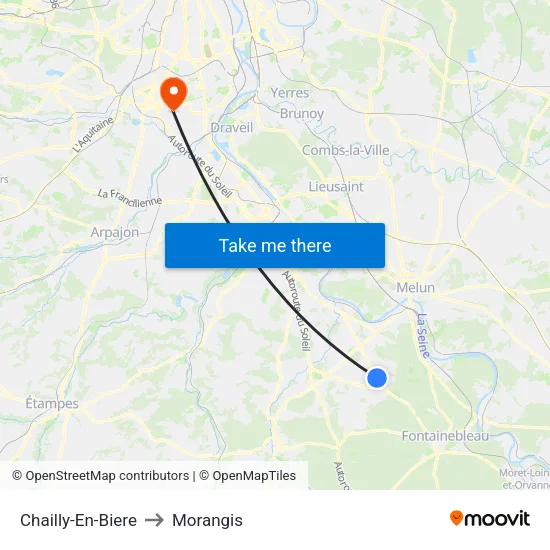 Chailly-En-Biere to Morangis map