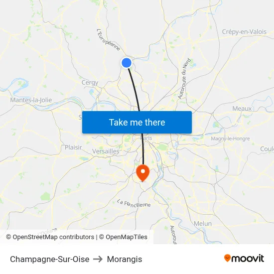 Champagne-Sur-Oise to Morangis map