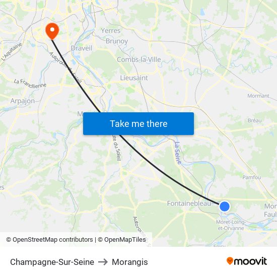 Champagne-Sur-Seine to Morangis map