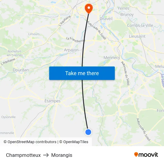 Champmotteux to Morangis map