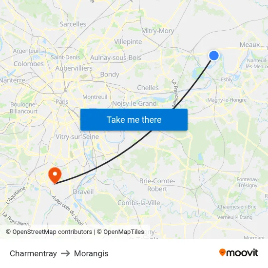 Charmentray to Morangis map