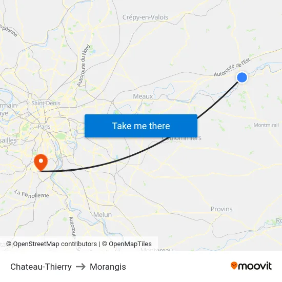 Chateau-Thierry to Morangis map