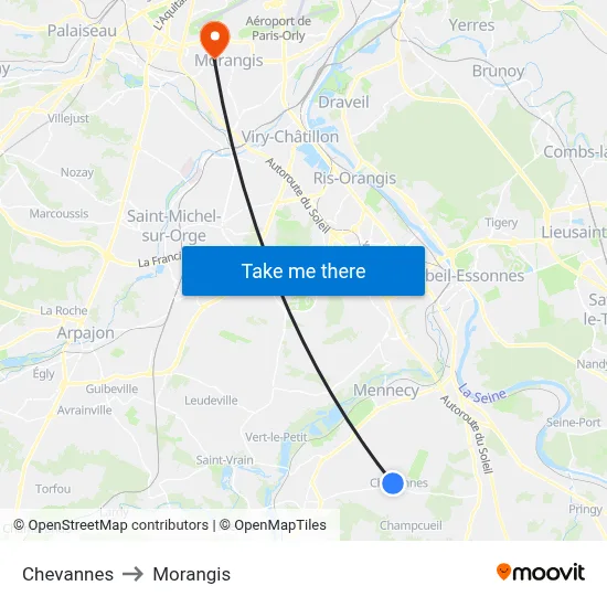 Chevannes to Morangis map