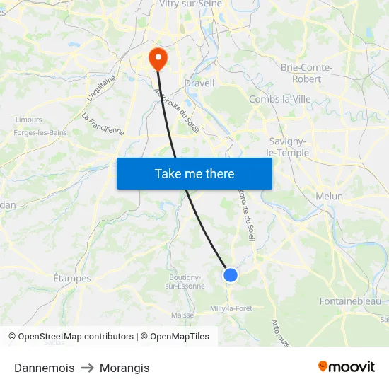Dannemois to Morangis map