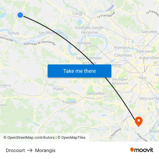 Drocourt to Morangis map