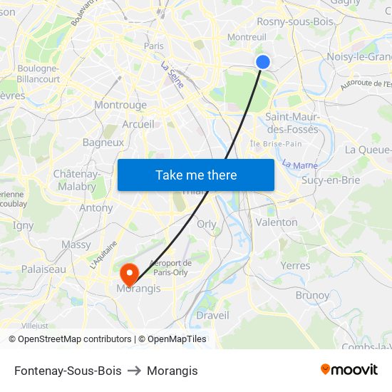 Fontenay-Sous-Bois to Morangis map