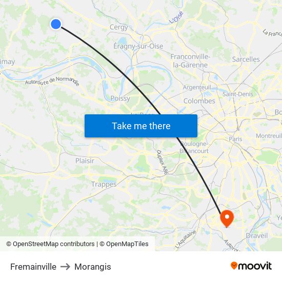 Fremainville to Morangis map