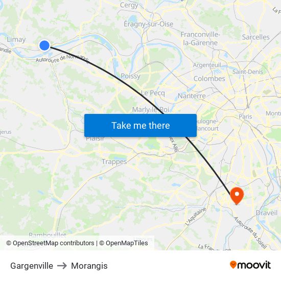 Gargenville to Morangis map