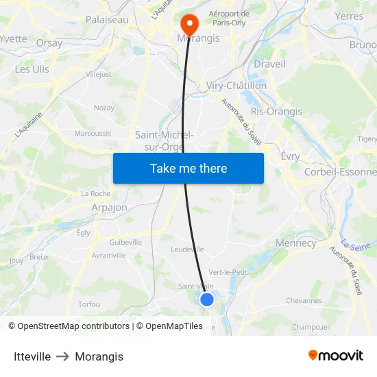 Itteville to Morangis map